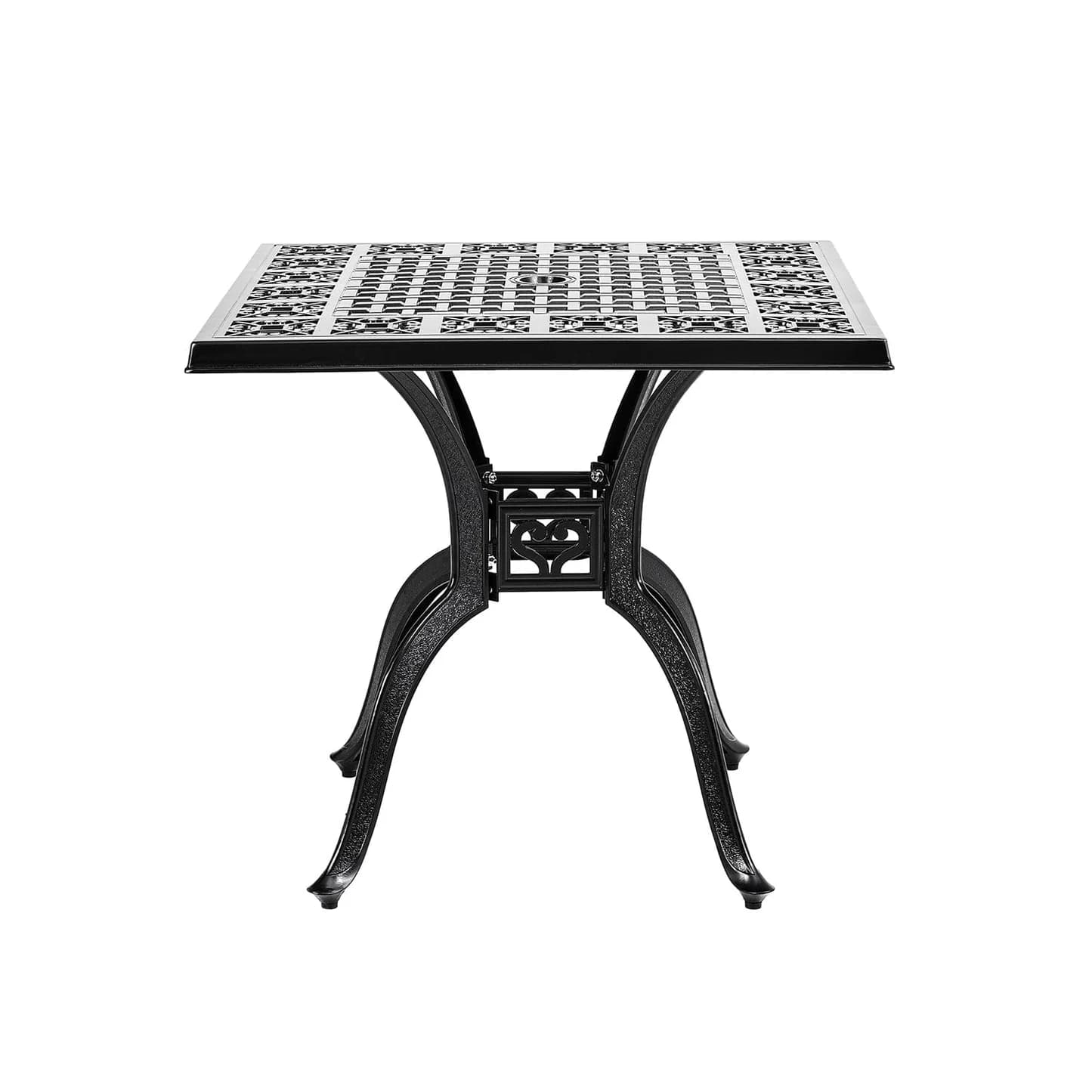 Black Cast Aluminium Outdoor Dining Table – Square Patio Garden Table