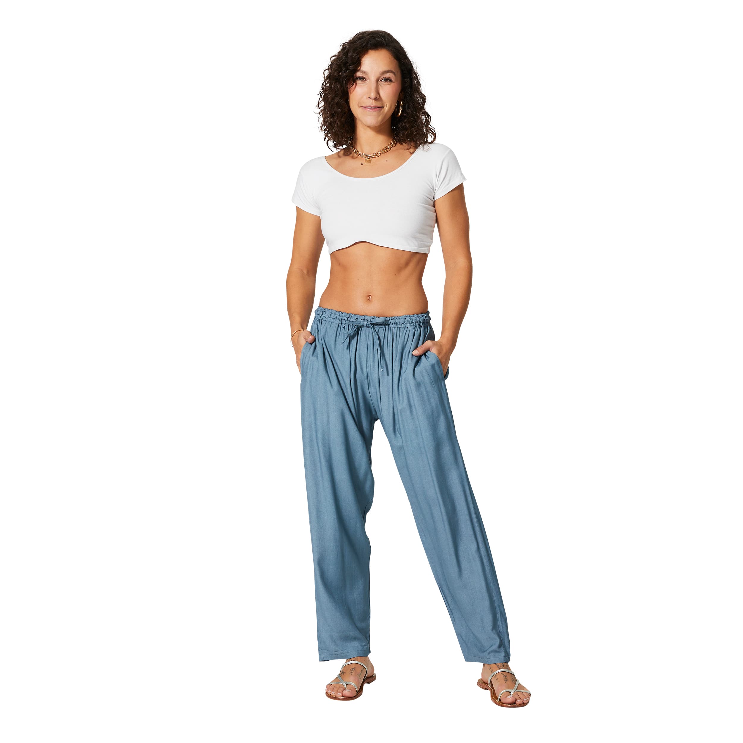 Pantalon été long Shaina - 100% rayonne - gris - Akoustik Online