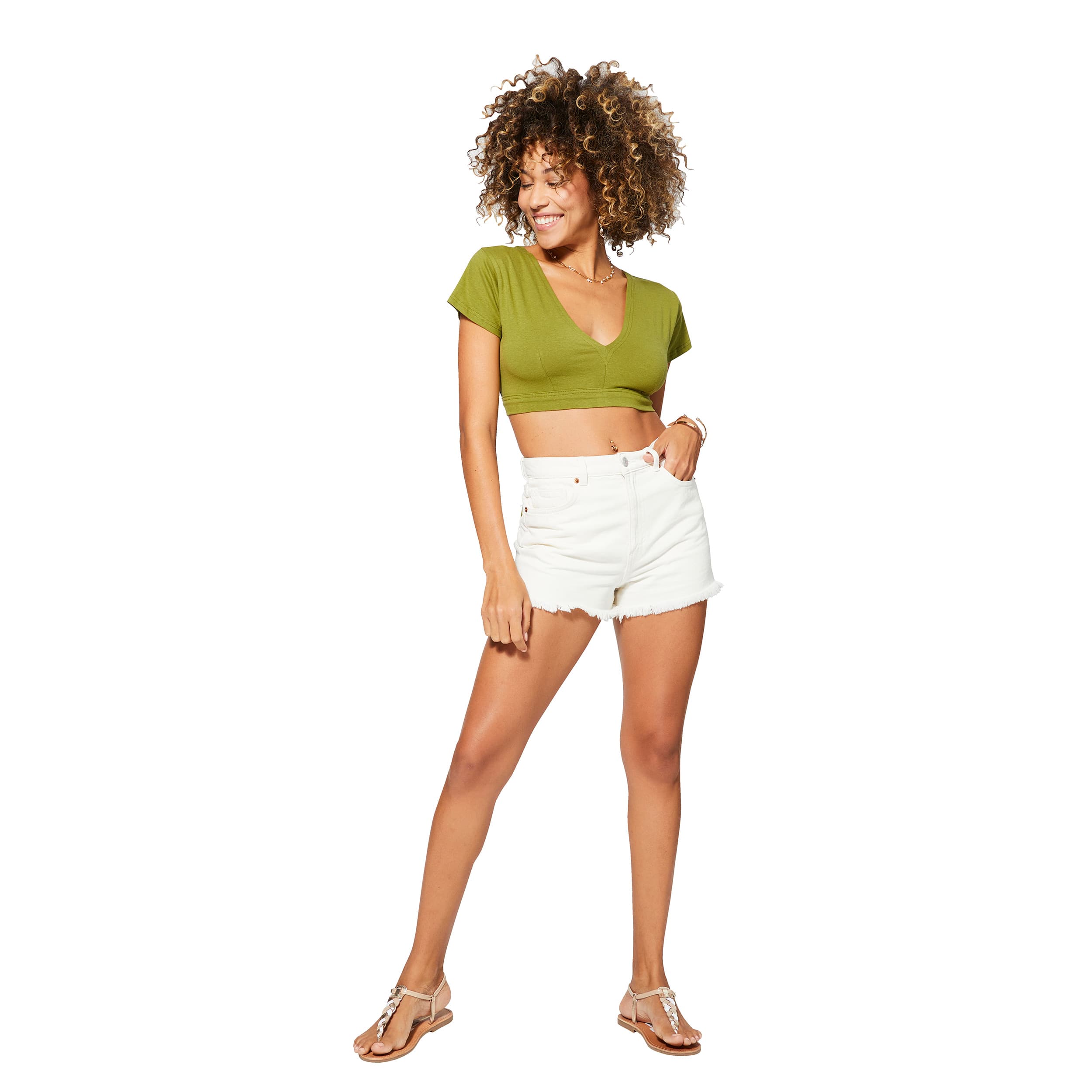 Top été court manches courtes Lujza - vert - Akoustik Online