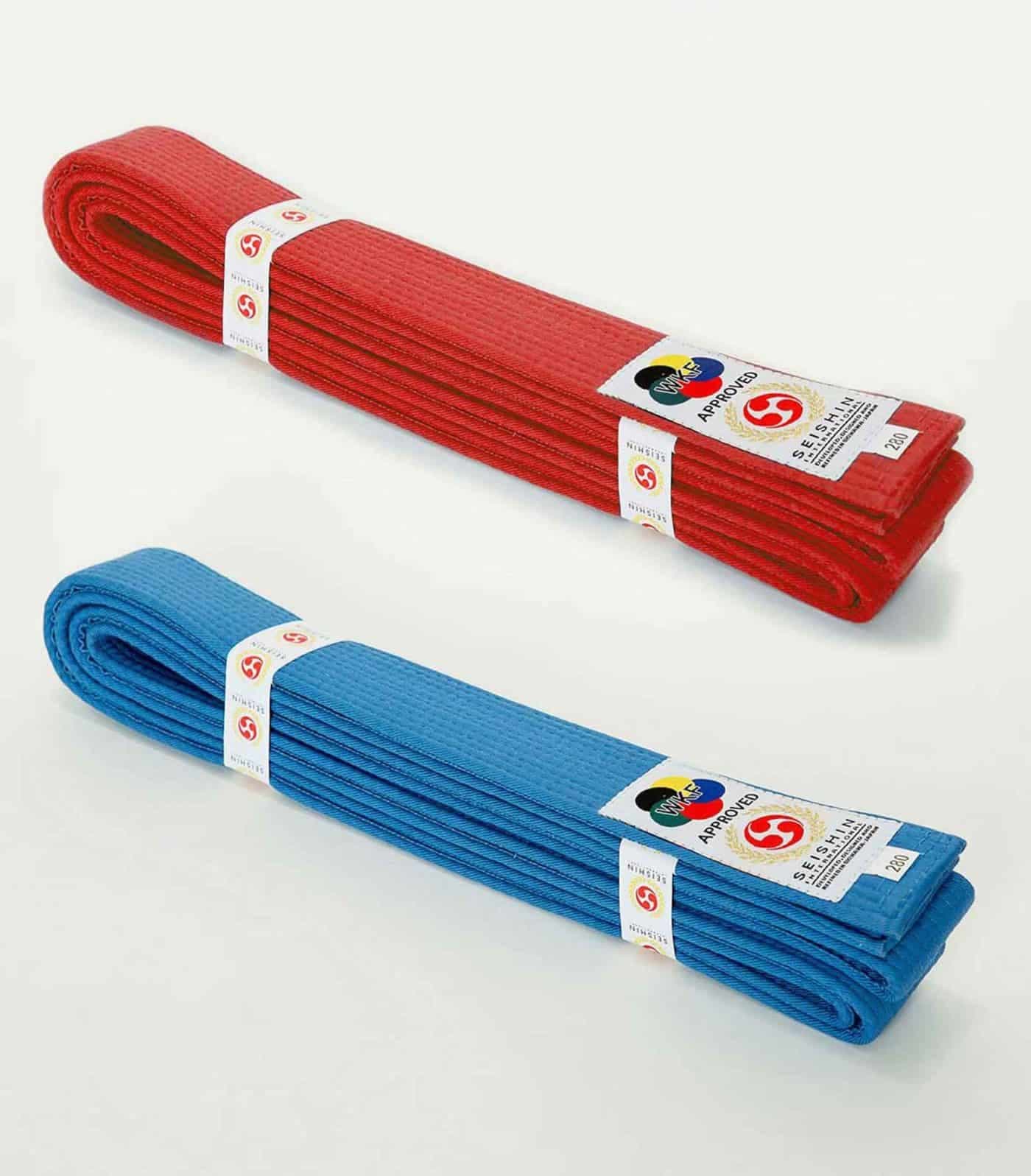 Ceintures de compétition de Karate Seishin International - Pack Rouge et bleu
