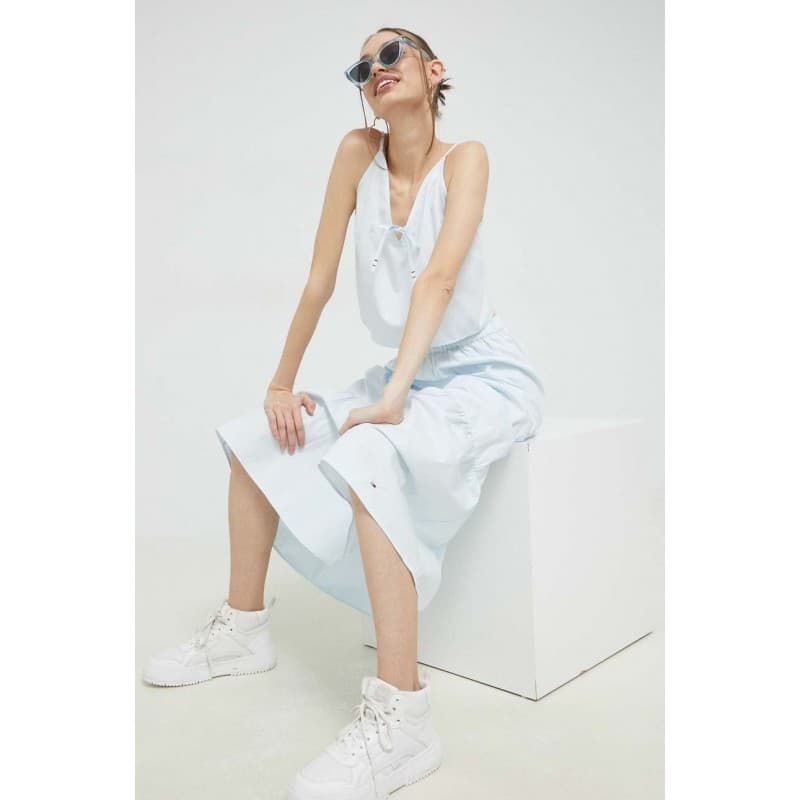 Débardeur Femme Tommy Jeans TJW POPLIN STRAPPY TOP L SHIMMERING BLUE