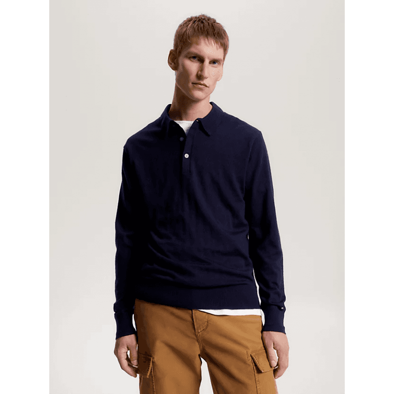 Polo Homme Tommy Hilfiger FINE GAUGE MERINO XL DESERT SKY