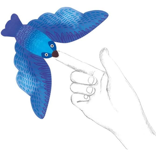 Moulin Roty 3 oiseaux équilibristes bleus Les Petites Merveilles