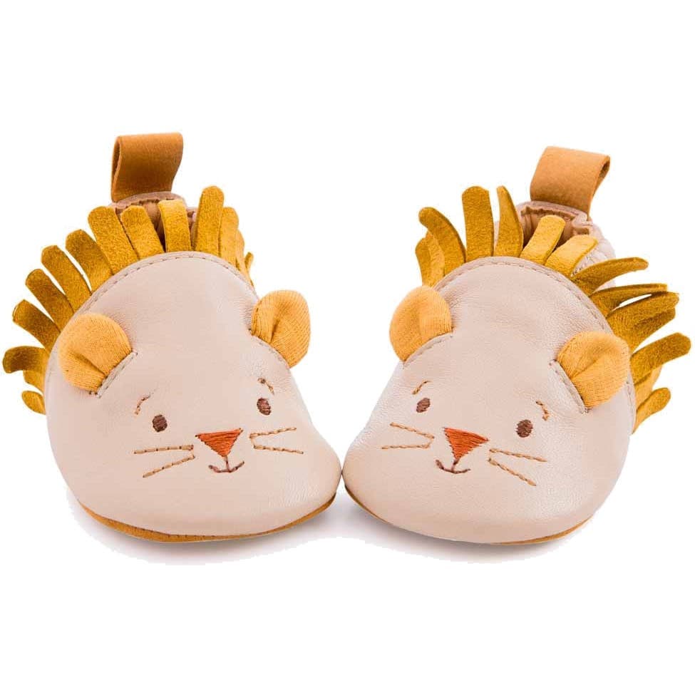 Moulin Roty Chaussons cuir lion beige Sous mon baobab 12/18 m