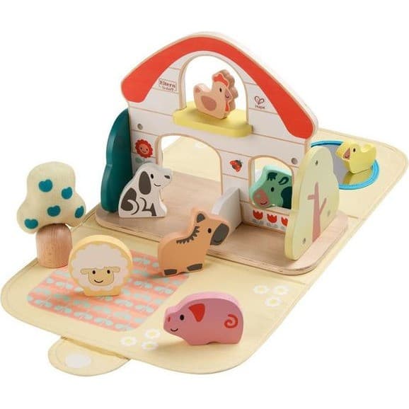 Hape Toys Ferme transportable en bois et tissu Hape