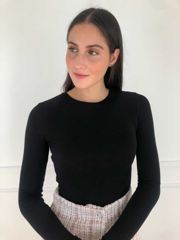 T-shirt noir manches longues - Cécilie M