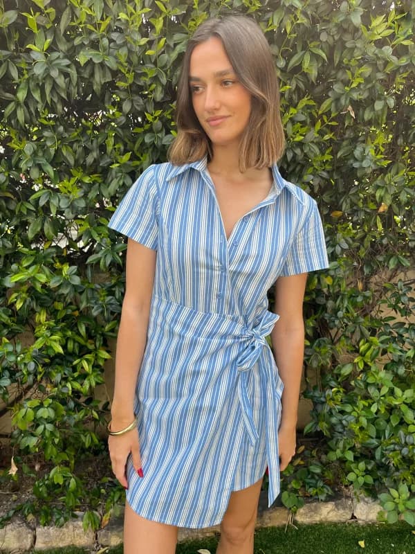 Robe courte bleue à rayures - Coline S