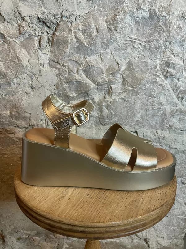 Sandales dorées à talons compensés - Chicmuse 36