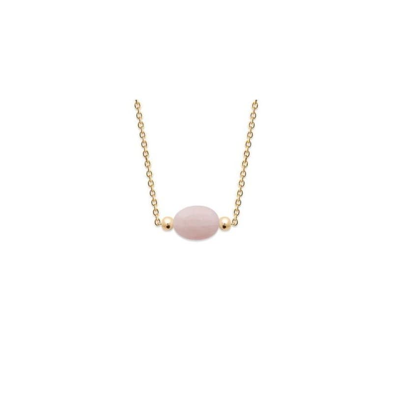Collier femme en plaqué or & Quartz Rose ovale - Damas - Lyn&Or Bijoux