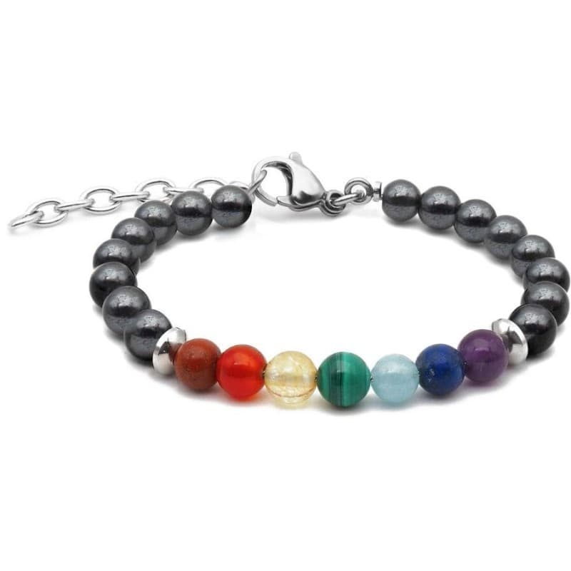 Bracelet 7 Chakras Hématite - femme / homme pierres naturelles STILIVITA - STILIVITA bracelets chemin de vie