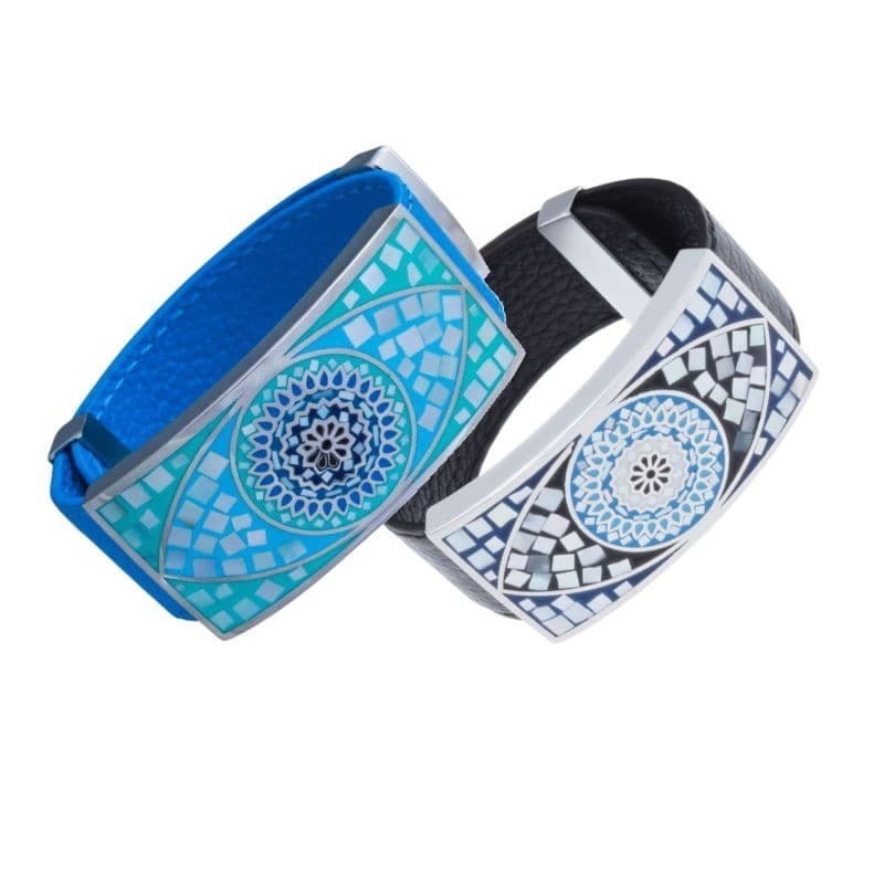 Bracelet femme, Cuir et motif acier Oeil Bleu - Odena - Bijoux Odena