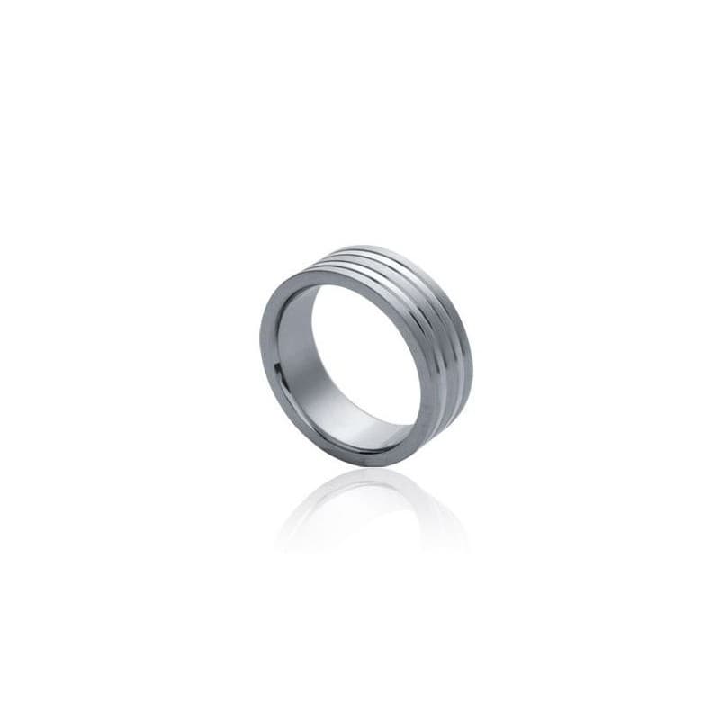 Bague pour homme, large anneau en acier mat et brillant - Elanto - Lyn&Or Bijoux