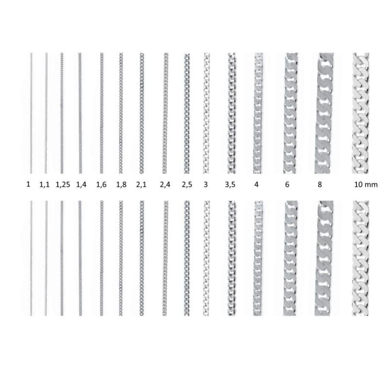 Chaîne argent massif 925, homme, femme, enfant, maille gourmette - 15 largeurs au choix - Lyn&Or Bijoux