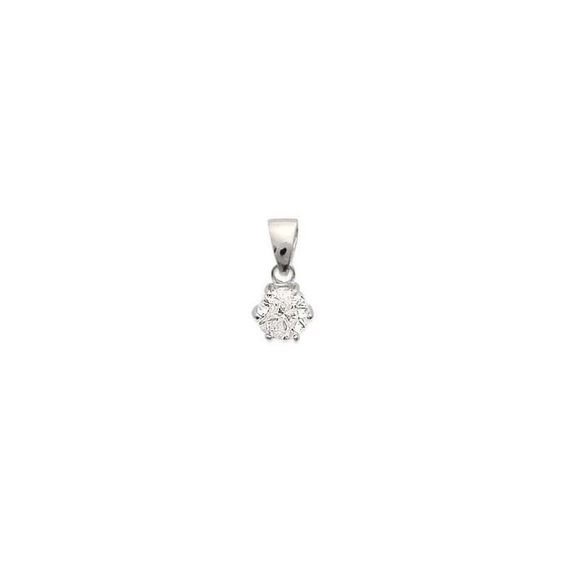 Pendentif femme, argent et zircon solitaire 6 mm - Just'Strass - Lyn&Or Bijoux