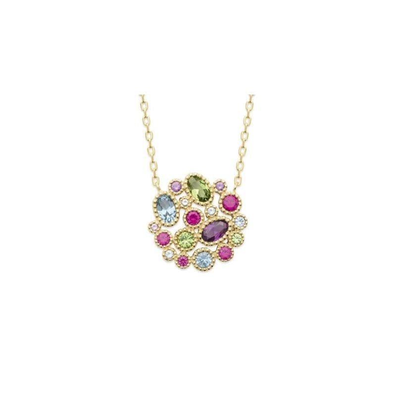 Collier femme plaqué or, pendentif en cristal multicolore - Thyka - Lyn&Or Bijoux