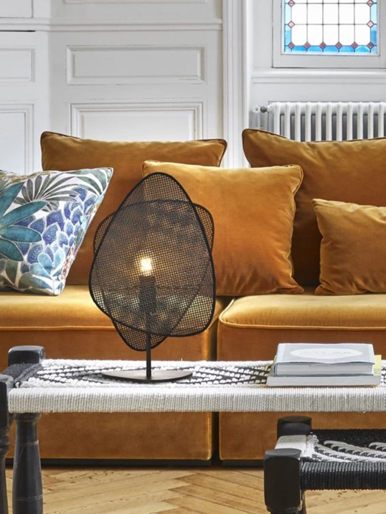 Lampe de table en cannage, Screen Noir - Market Set