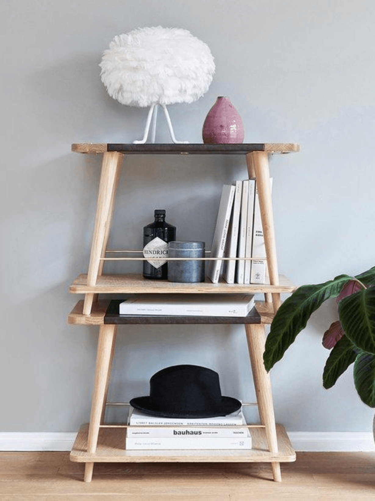 Lampe trépied blanc et plume d'oie blanche, Eos mini - Umage