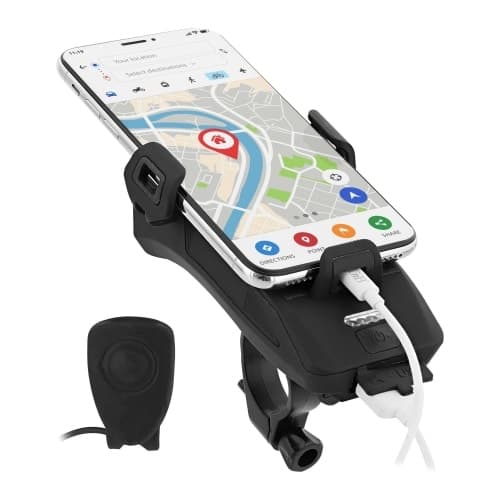 Support smartphone + sonnette + lampe + batterie