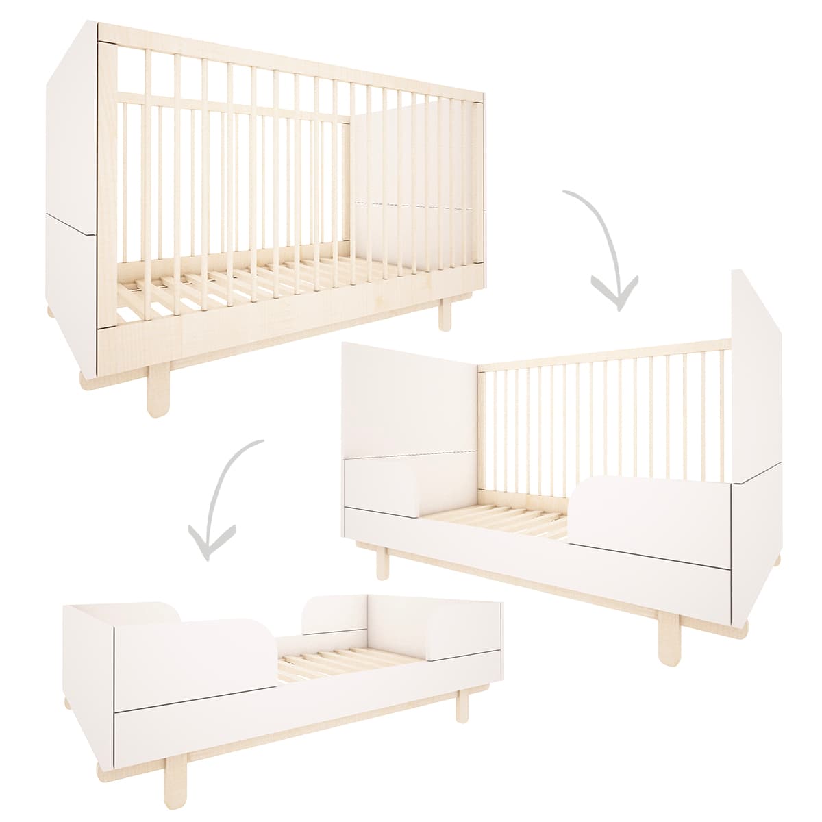 Lit évolutif 70x140 Wood Luck Romy - Blanc