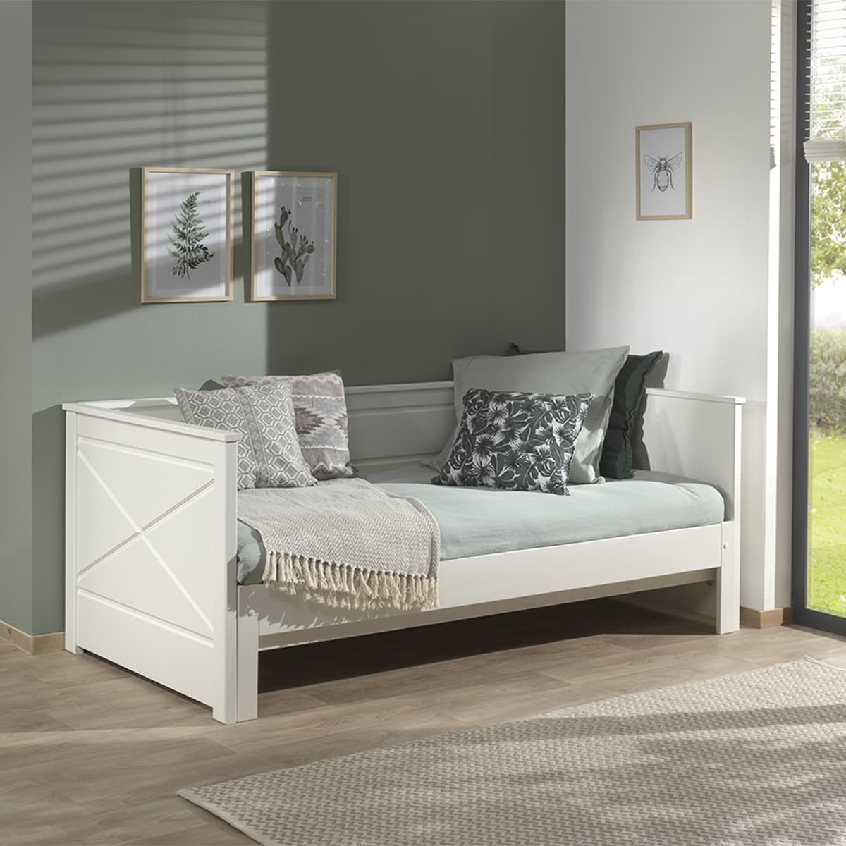 Lit capitaine 90x200 sommier inclus Vipack Scott Blanc