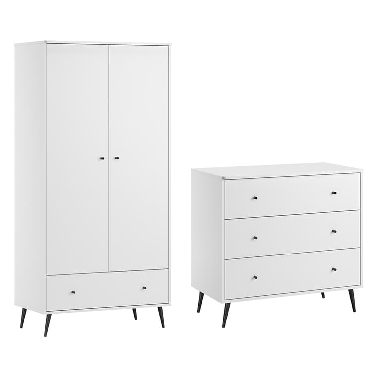 Commode 3 tiroirs et armoire 2 portes Vox Blanca Blanc