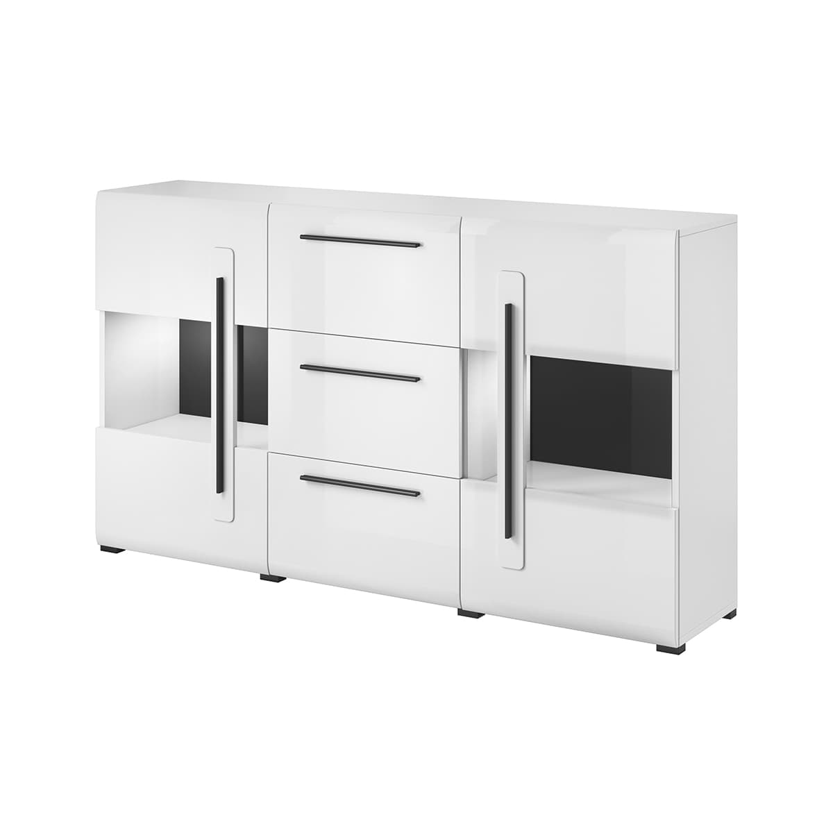 Buffet 2 portes 3 tiroirs avec LED Louis Blanc
