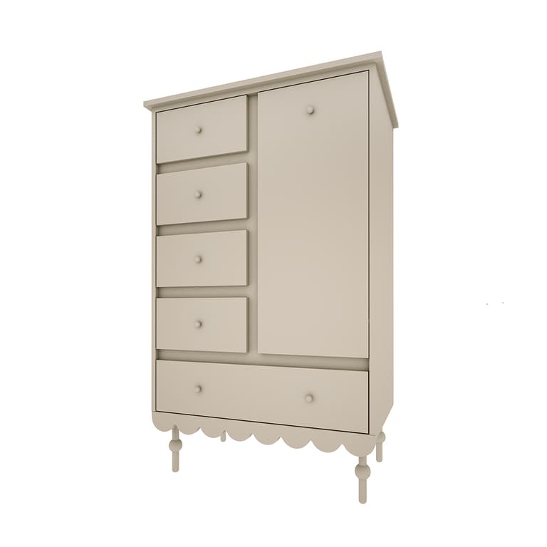 Commode 5 tiroirs 1 porte Wood Luck Babushka Olive