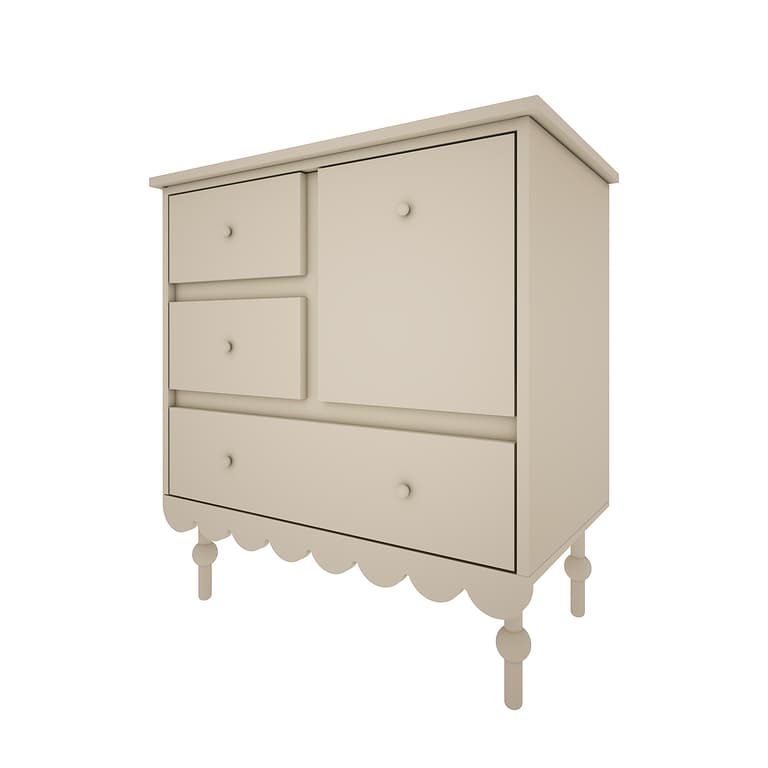 Commode 3 tiroirs 1 porte Wood Luck Babushka Olive