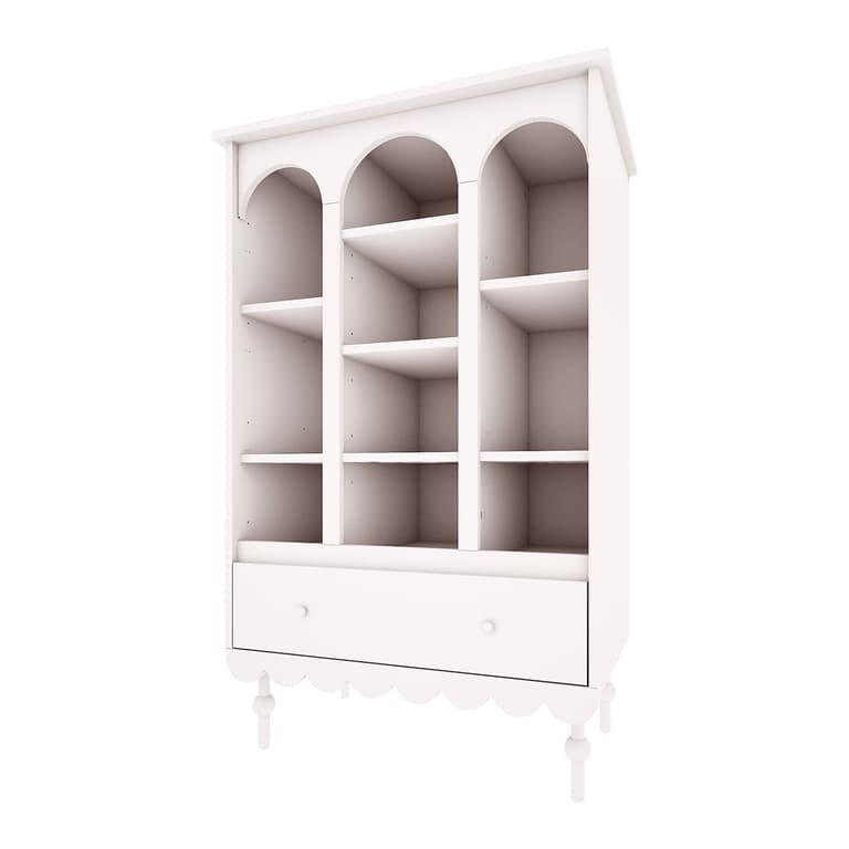 Bibliothèque 1 tiroir Wood Luck Babushka Blanc