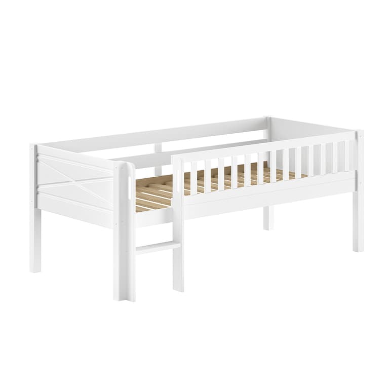 Lit mi-hauteur 90x200 sommier inclus Vipack Scott Blanc