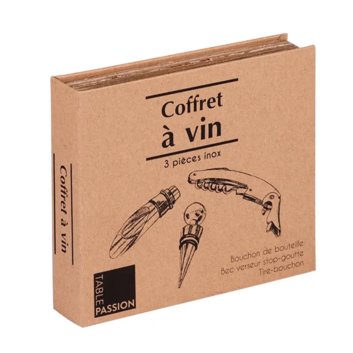 Coffret à vin inox - 3 pièces