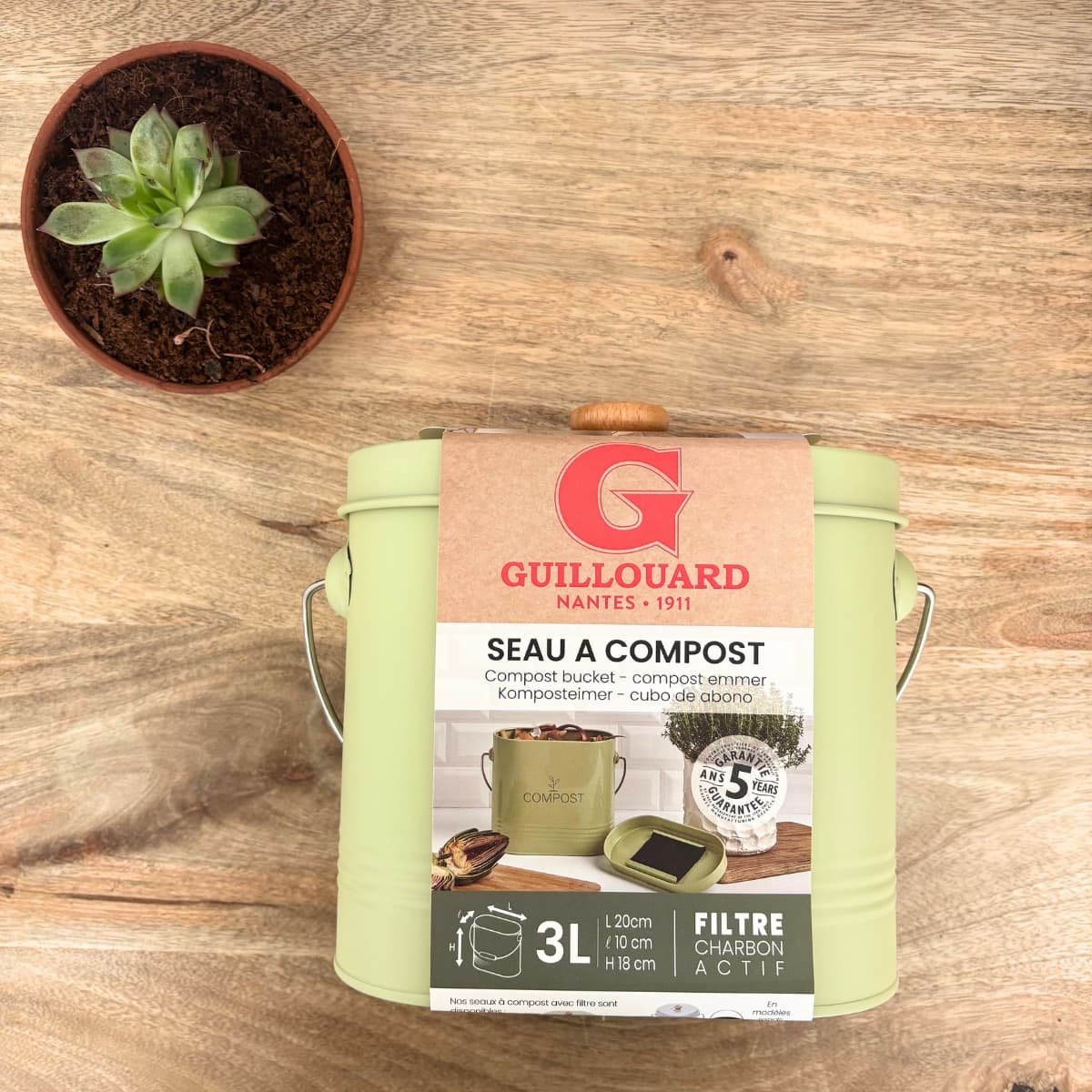 Seau Ă compost ovale vert - 3L