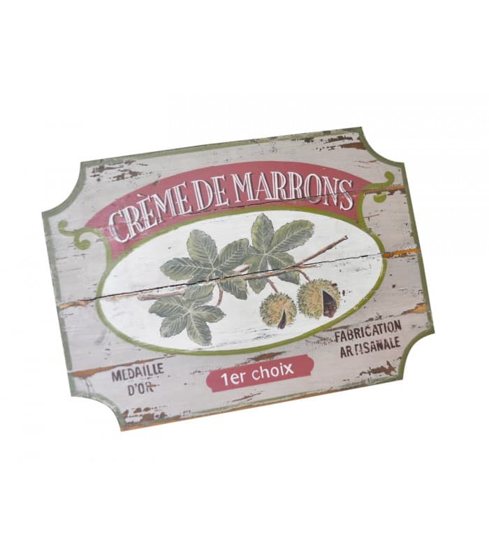 Cadre en bois ancien, motif "crème de marrons"