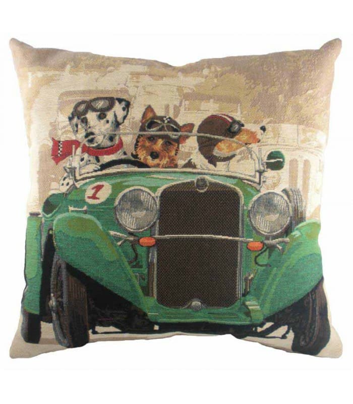 Coussin "Wacky race" vert