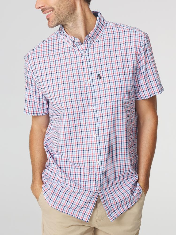 Chemise manches courtes Orsoncha - Couleur rose/rouge - Pour Homme - TBS - Taille 3XL