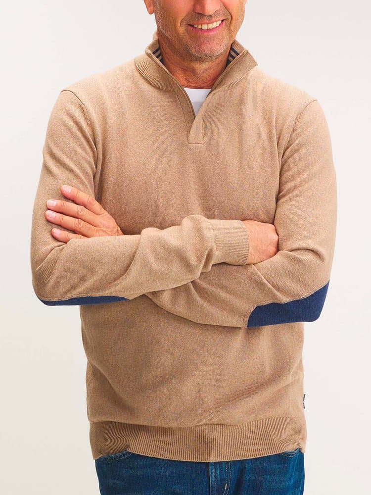 Pull col camionneur Malikcam - Couleur beige - Pour Homme - TBS - Taille L