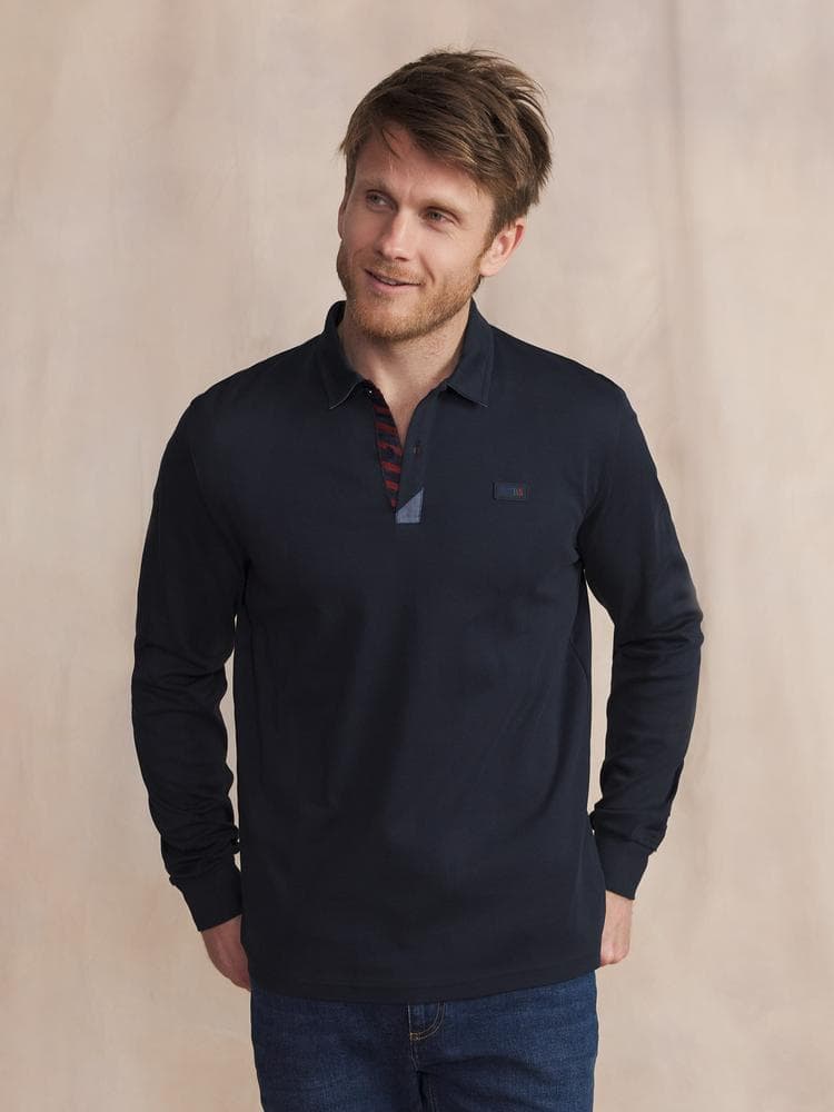 Polo manches longues Valonpol - Couleur bleu marine - Pour Homme - TBS - Taille 3XL