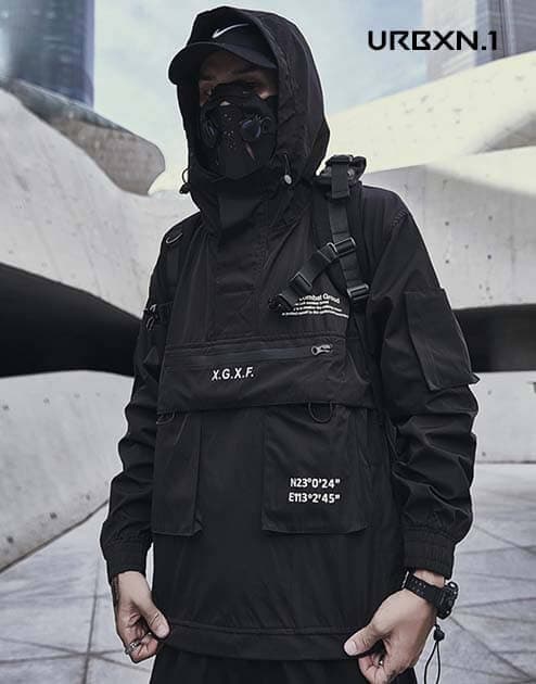 Black Windbreaker Techwear - XXL