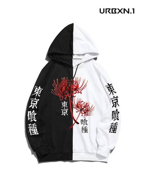 Harajuku Hoodie - Weiß und Schwarz - M