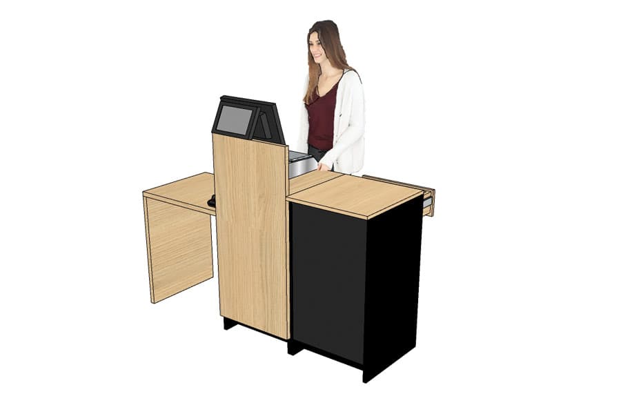 Comptoir d'Encaissement et d'Accueil 1 Poste avec Arche (gauche) Bois 2 Tons