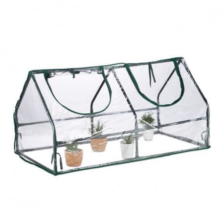 Serre de Jardin n Fer et PVC – 2 fenêtres –– 120 x 60 x 60 cm – Transparent et Vert