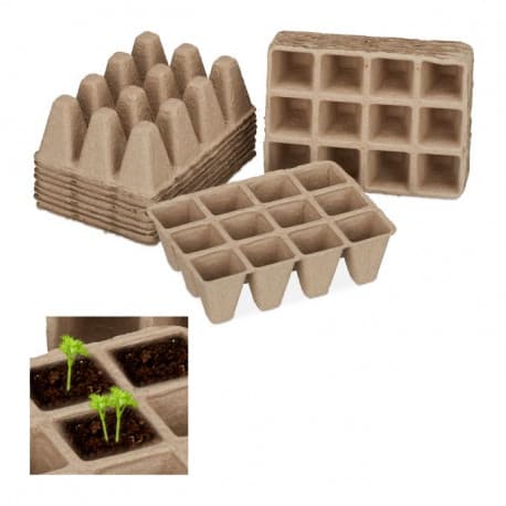 Kit de 204 Pots de Jardinage Carrés en Cellulose Biodégradables - 16,5 x 5 x 12 cm