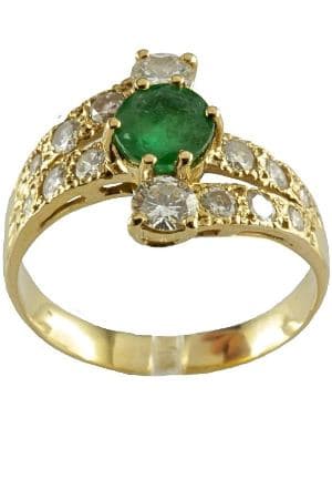 BAGUE MODERNE ÉMERAUDE ET DIAMANTS