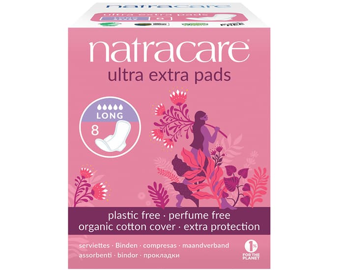 NATRACARE Serviette Hygiénique Ultra Extra à Ailettes Long - Boite de 8