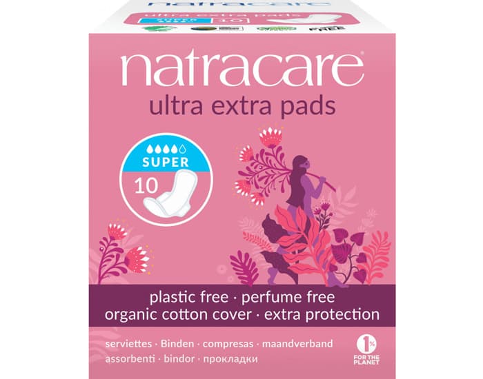 NATRACARE Serviette Hygiénique Ultra Extra à Ailettes Super - Boite de 10