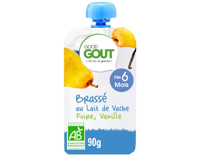 GOOD GOUT Gourde Brassé Poire Vanille - 90g - Dès 6 mois