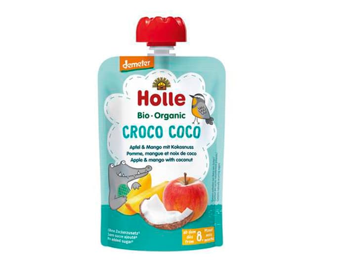 HOLLE Gourde Croco Coco - Pomme Mangue Noix de Coco -100 g - Dès 8 mois