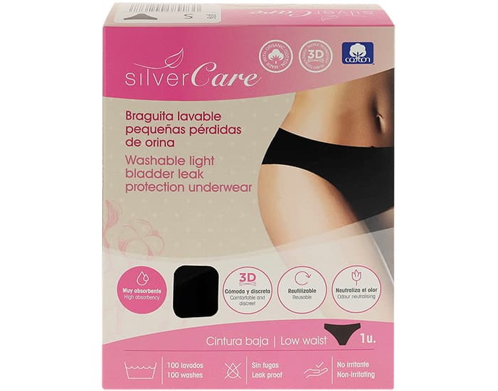 SILVERCARE Culotte Lavable pour Fuites Urinaires Taille Basse Taille S
