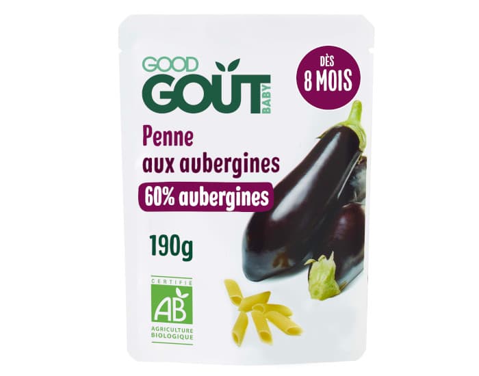 GOOD GOUT Petit Plat Bébé Pennes aux Aubergines - 190g - Dès 8 mois
