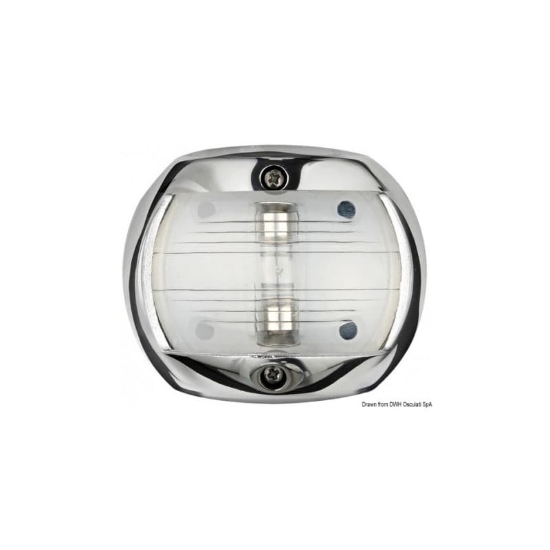 Feu de navigation compact 12 en inox AISI 316 poli miroir Blanc 135° poupe